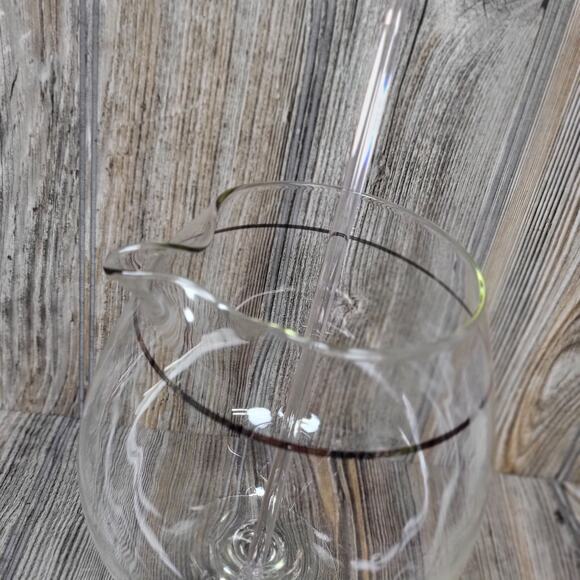 Vintage Brandy Snifter Cocktail Pitcher 6 Roly Poly Tumblers Swizzle, Silver Rim - Picture 8 of 8